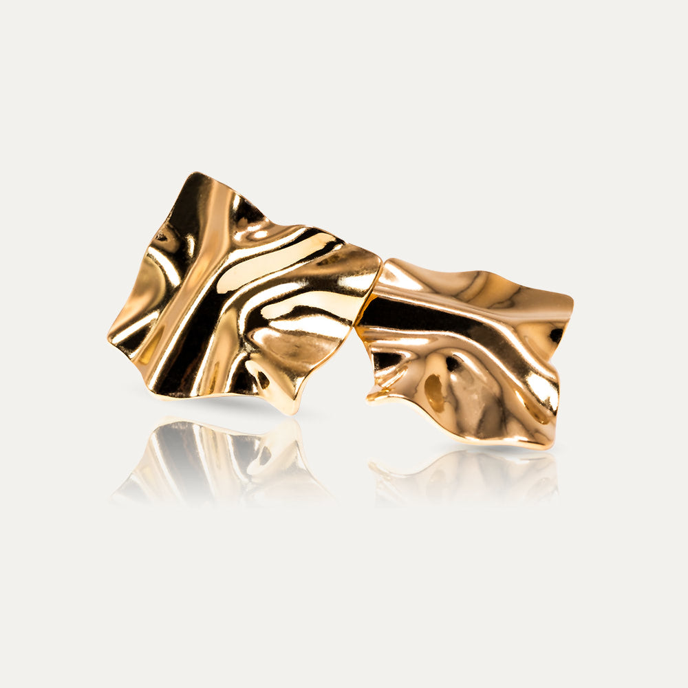 EMMA - 18k Gold-Plated Moved Rectangle Earrings | High-Polish & Sophisticated Statement Jewelry