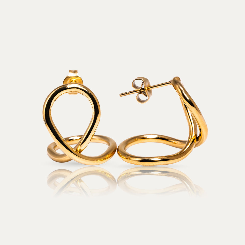 MIA - 18k Gold-Plated Organic Shape Earrings | Fluid & Elegant Design in Gold or Silver