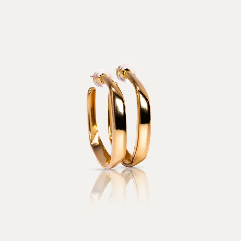 EVA - 18k Gold-Plated Square Hoops | High-Polish Versatile Statement Earrings in Gold or Silver