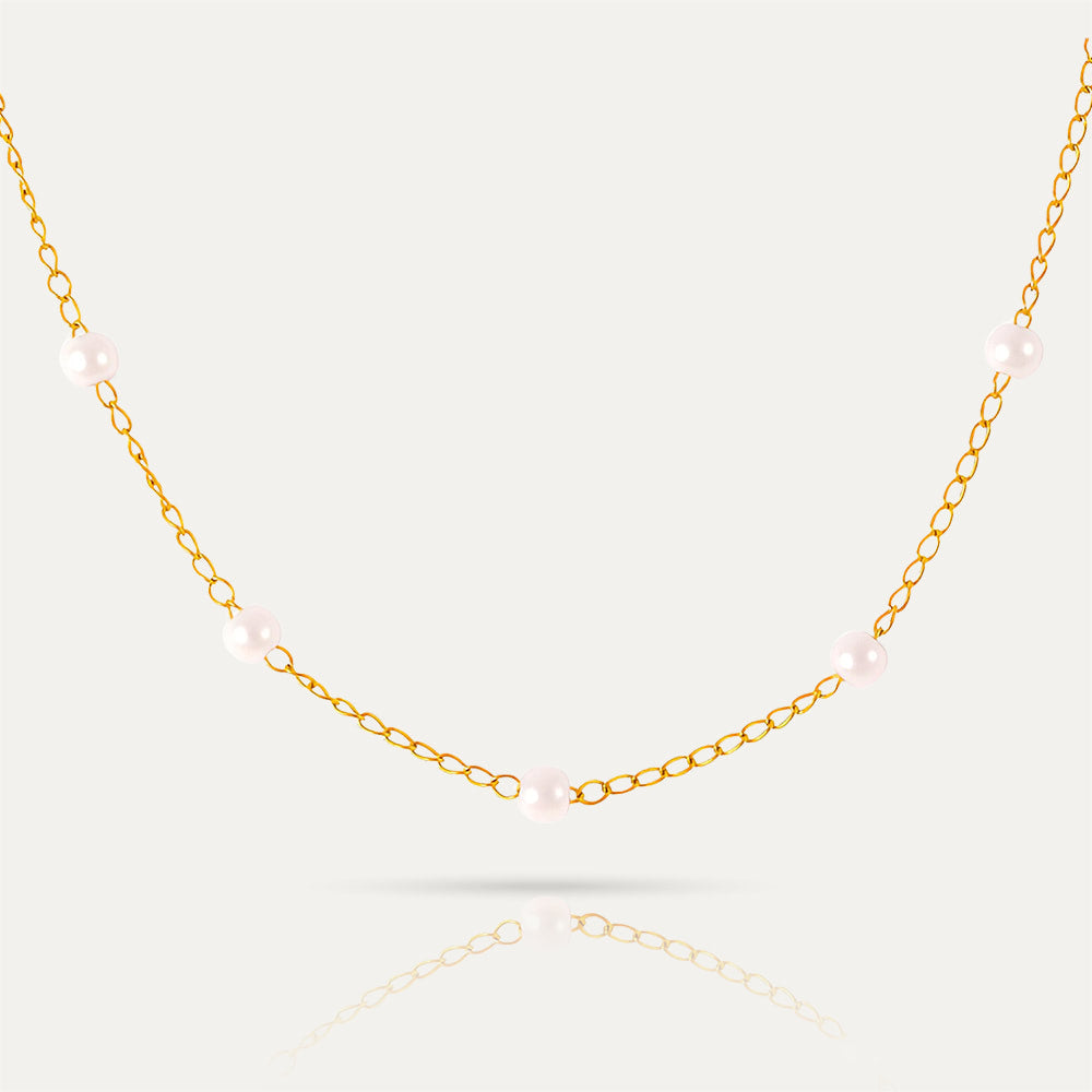 KAY - 18k Gold-Plated Delicate Pearl Chain Necklace | Hypoallergenic & Trendy Minimalist Jewelry.