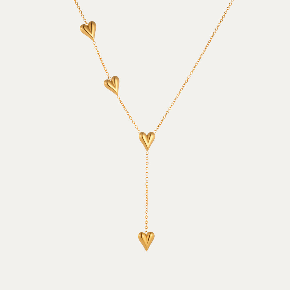 LOVE - 18k Gold-Plated Dainty Hearts Necklace | Romantic & Hypoallergenic Jewelry