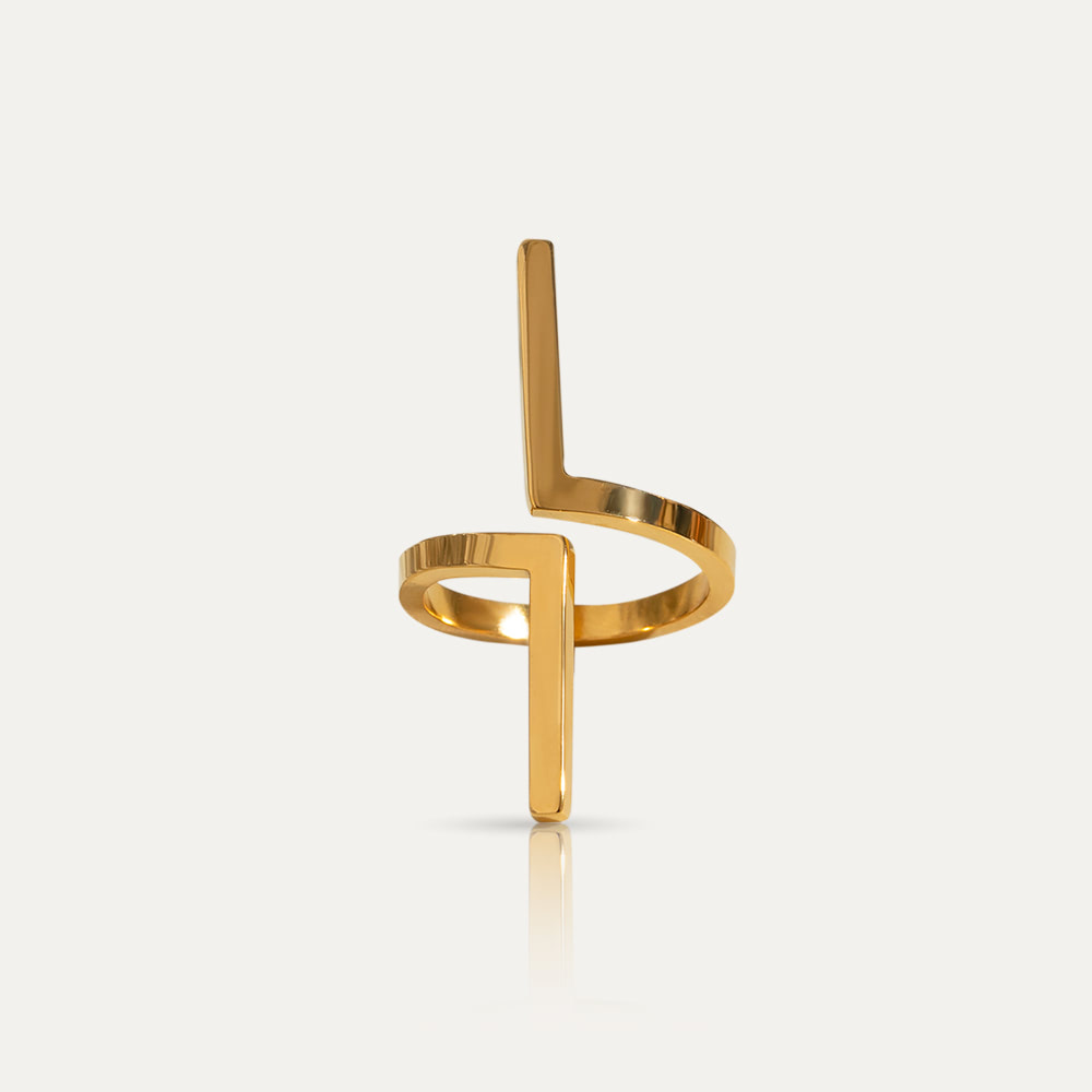 PARIS - 18k Gold-Plated Minimalist Bar Ring | Adjustable, Hypoallergenic Statement Jewelry