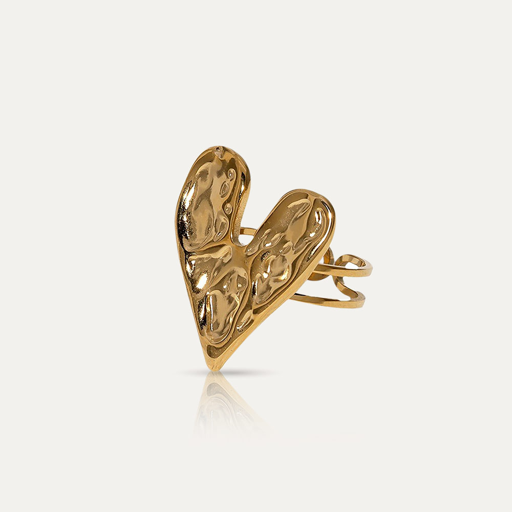 VENUS - 18k Gold-Plated Heart Symbol Ring | Adjustable Love Token, Hypoallergenic Jewelry